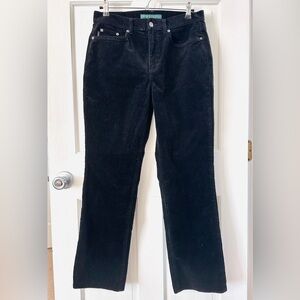 Lauren Ralph Lauren Black Corduroy Classic Straight Leg Pants Size 6